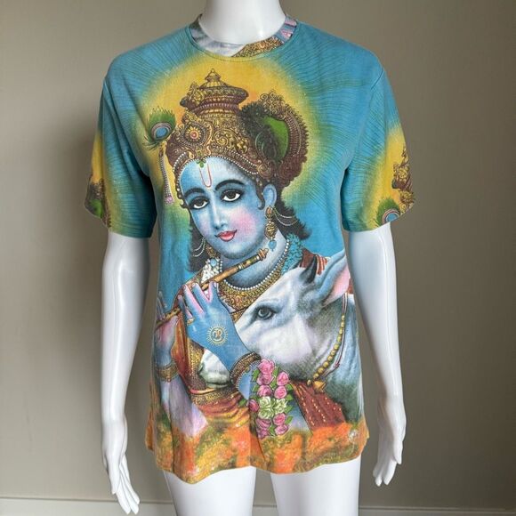 Vintage 90’s Hindu Goddess Bold All Over Print Tee - Picture 2 of 6